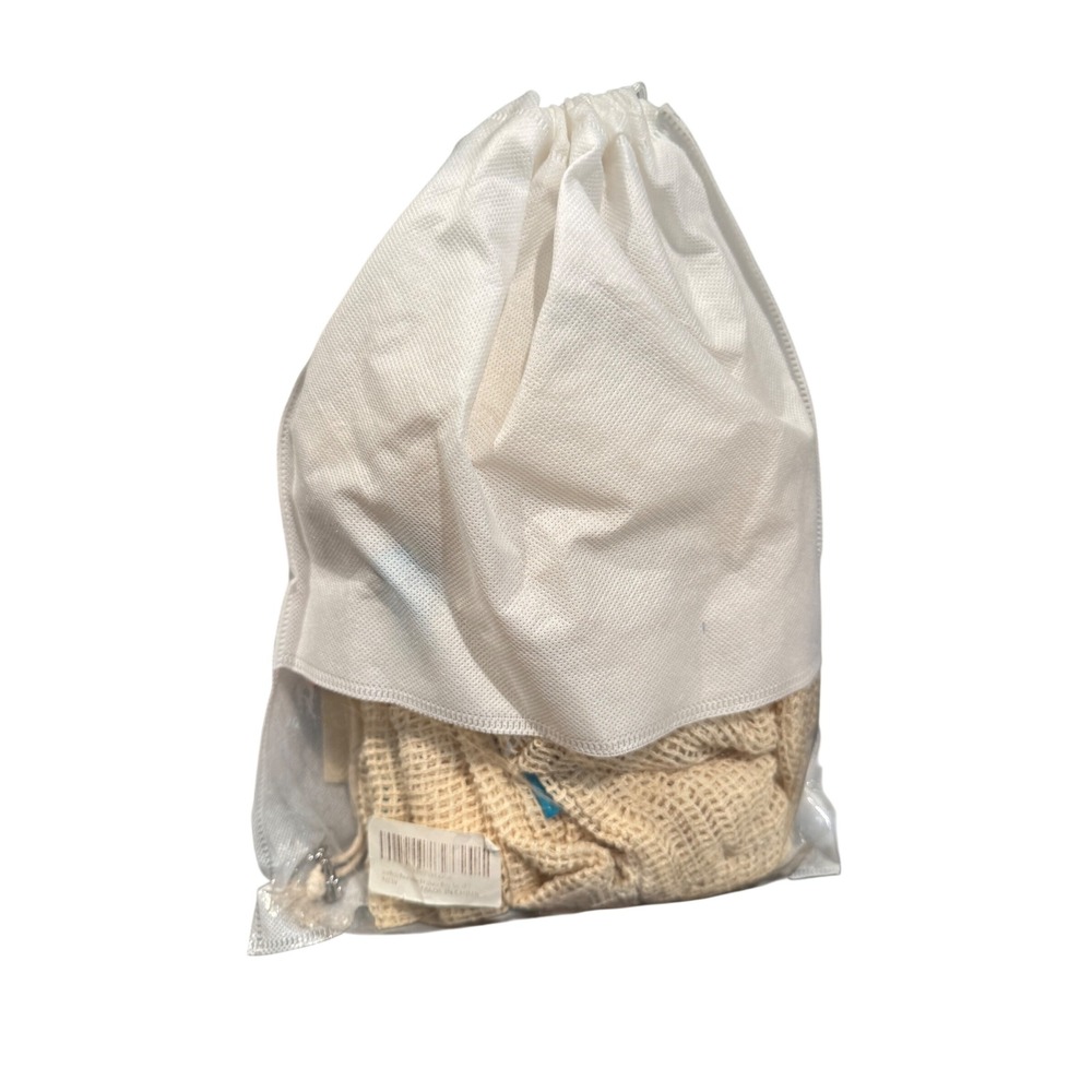 Venhoo Reusable Produce Bag Set of 7 Cream Cotton Mesh Drawstring Eco Friendly